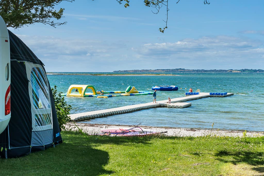 Terraced camping pitches on Funen with sea views