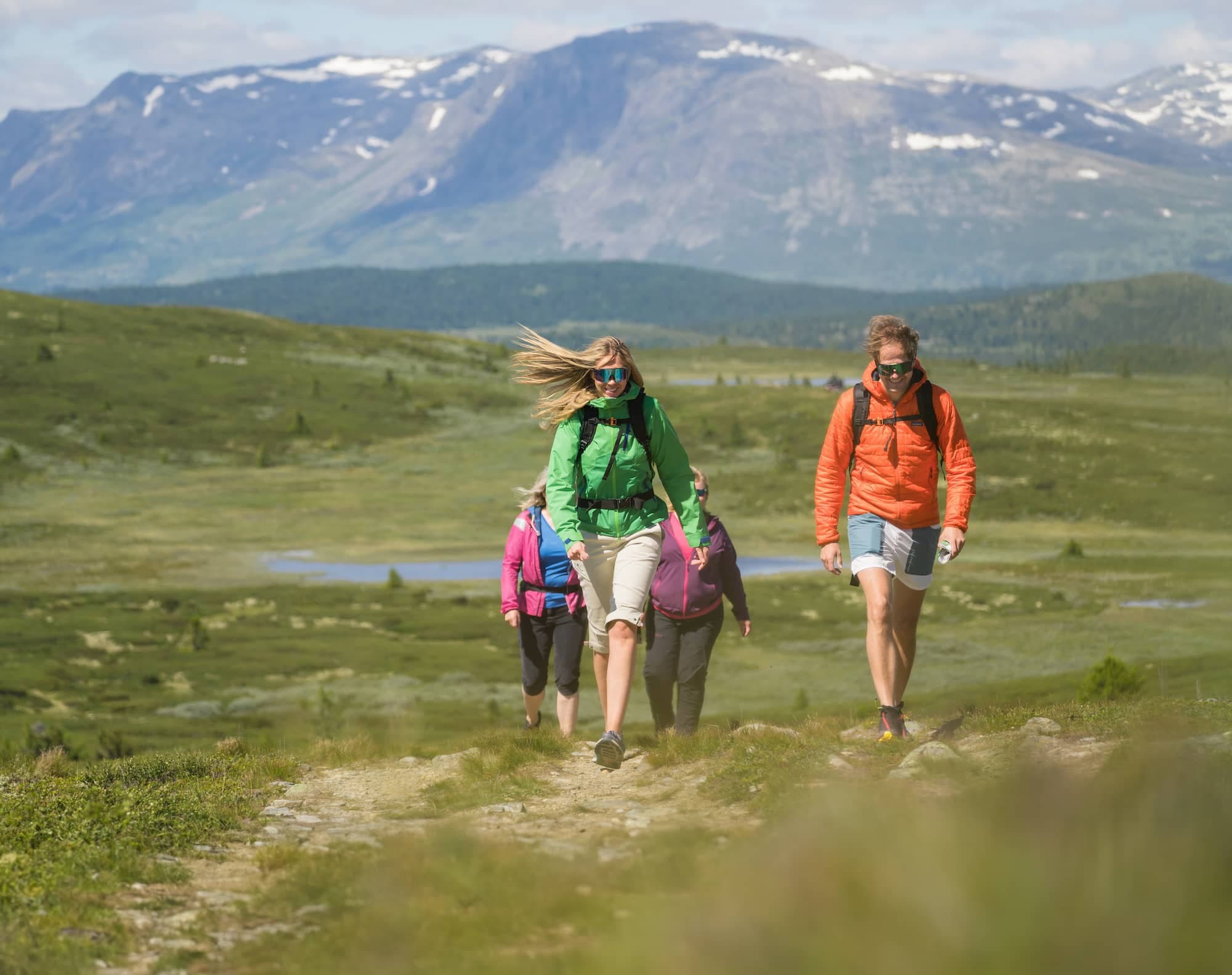 Scenic mountain road at Valdresflye near Beitostølen with wide landscape views