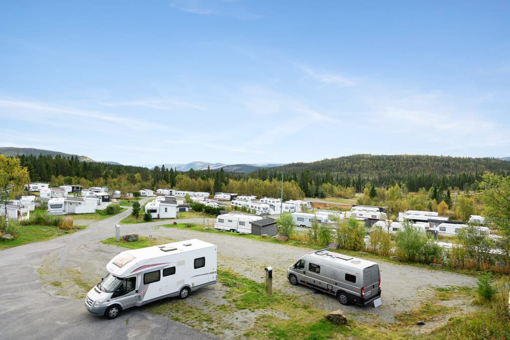 Spacious motorhome pitches at First Camp Beitostølen near hiking trails