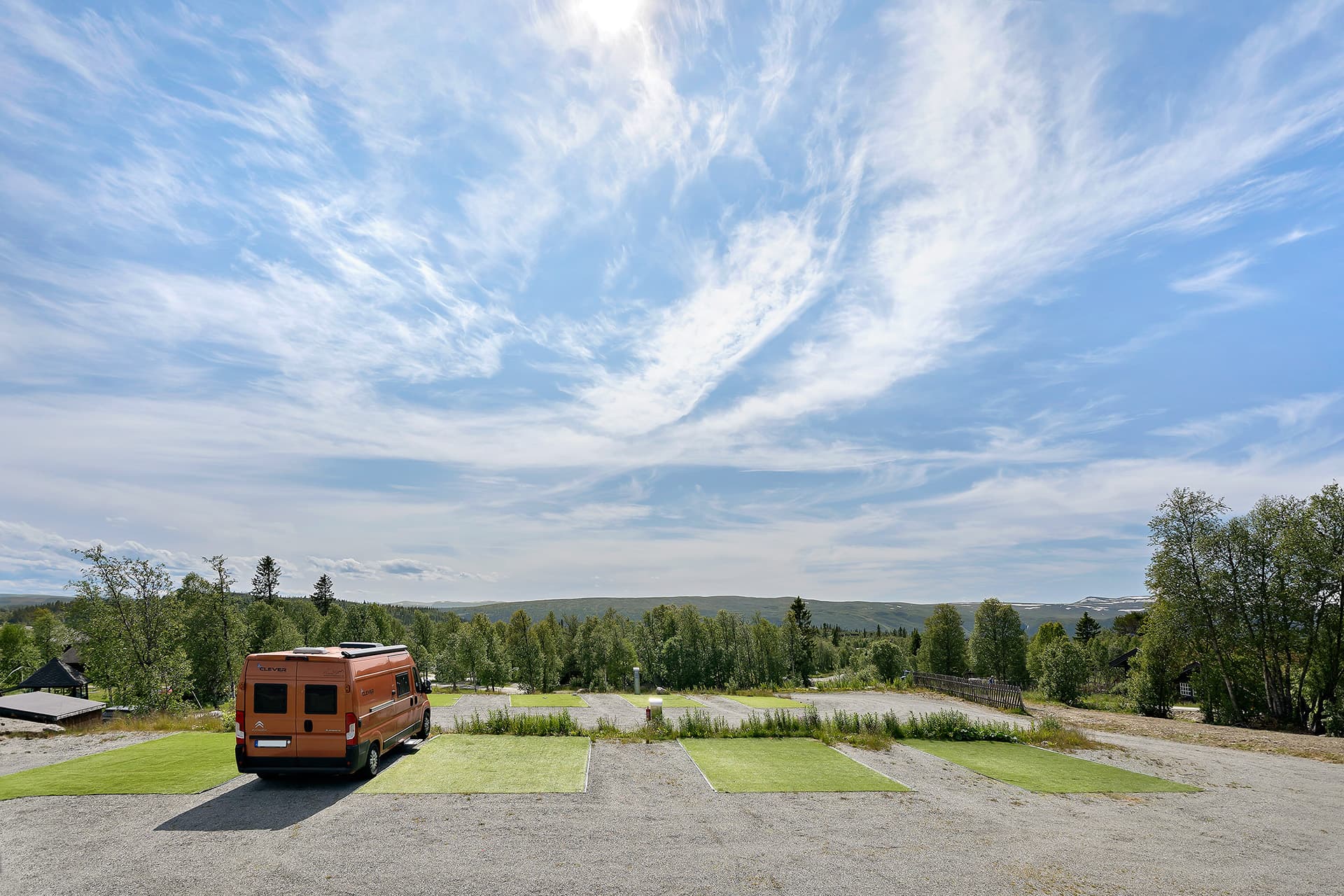 Motorhome pitches in Beitostølen with scenic mountain views