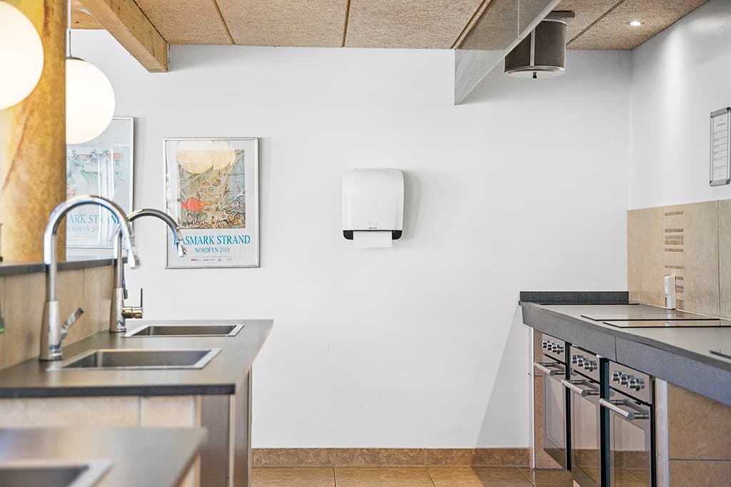 Shared kitchen in the service building at First Camp Hasmark Strand