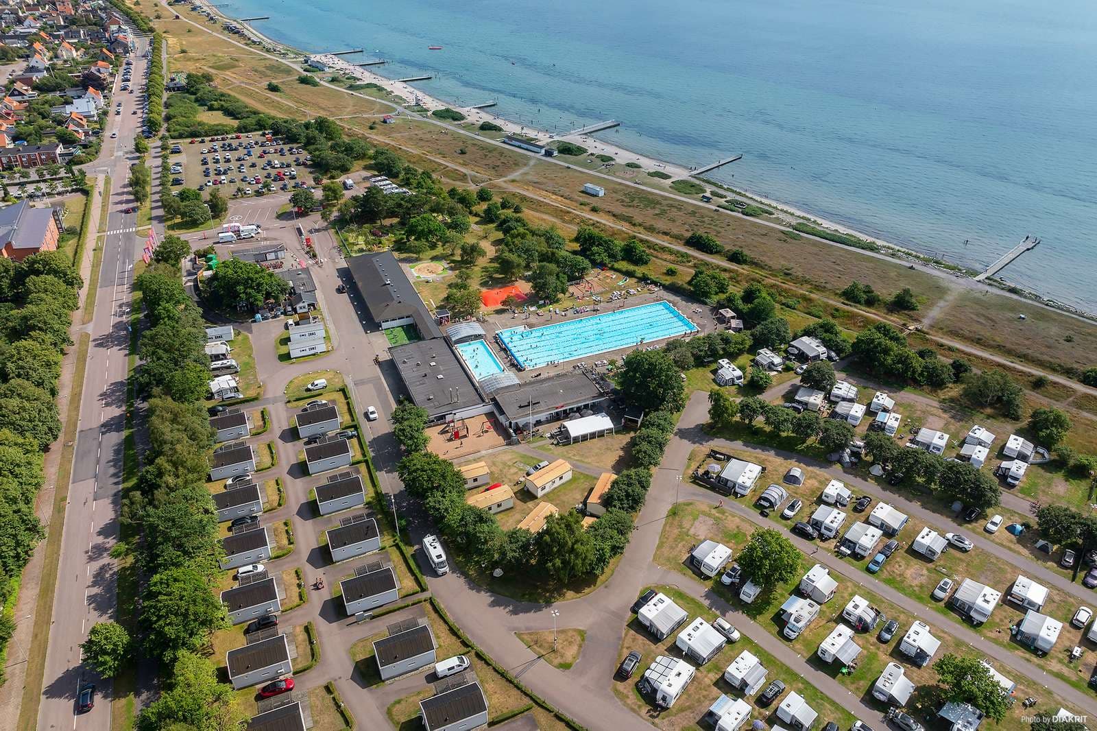 Aerial view of First Camp Råå Vallar campsite in Helsingborg