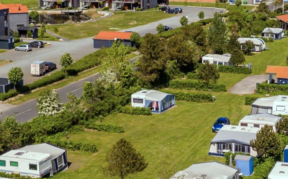 Overview of camping in Bogense with caravans motorhomes and tents