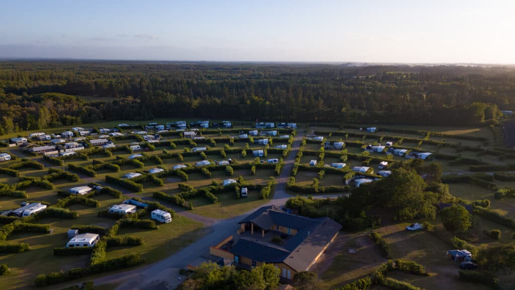 Scenic camping area in Skagen with green hedges and spacious pitches